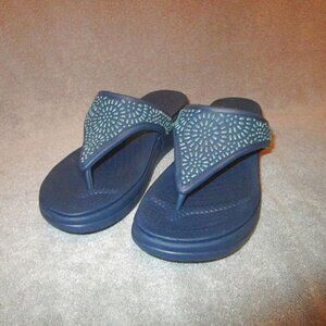 Crocs Monterey Diamonte Bling Sandals Size 10 Thong Platform Wedge Flip Flops